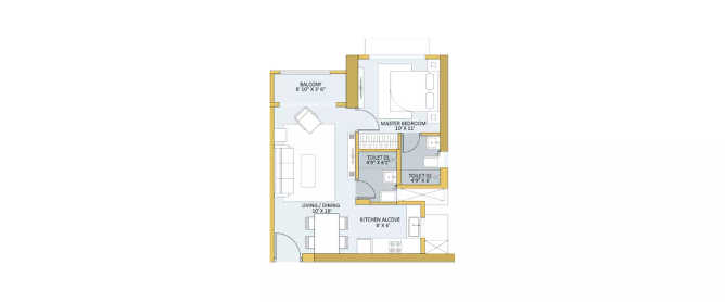 Ashford Royale Nahur - Floor plan 1 BHK 450 Sq.ft
