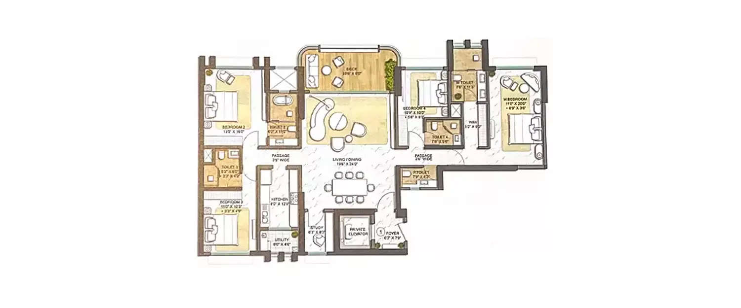 Floor plan for 3.5 BHK