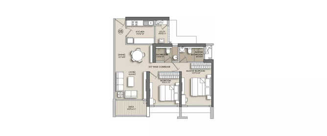 Narang Privado Thane - Floor plan 2 BHK 800 Sq.ft