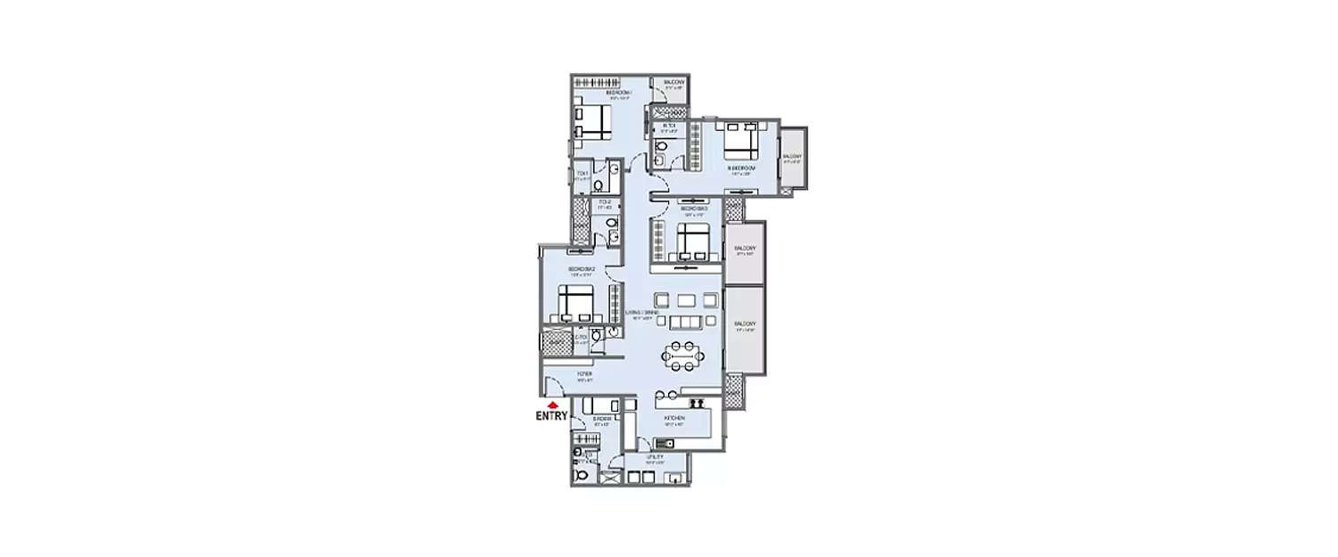 Floor plan for 4 BHK