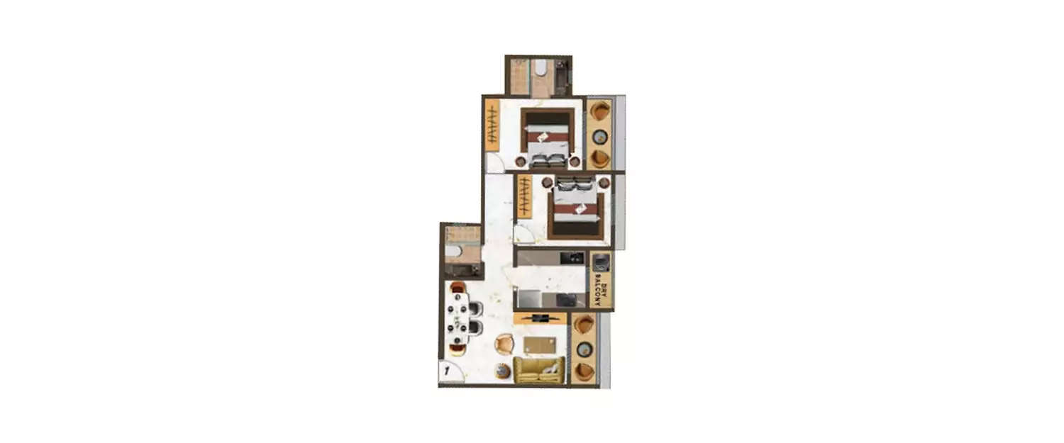 Floor plan for 2 BHK