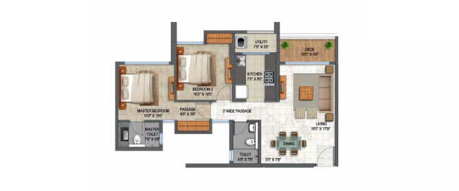 Lodha Splendora Ghodbunder Road - Floor plan 2 BHK 680 Sq.ft