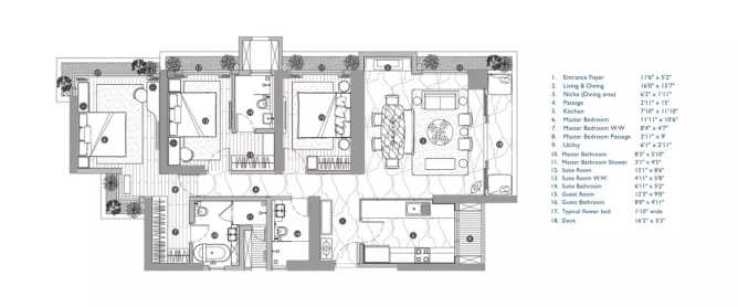 Neelkanth Verraton Ghodbunder Road - Floor plan 3 BHK 962 Sq.ft