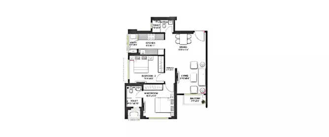 Birla Vanya Kalyan - Floor plan 2 BHK 729 Sq.ft