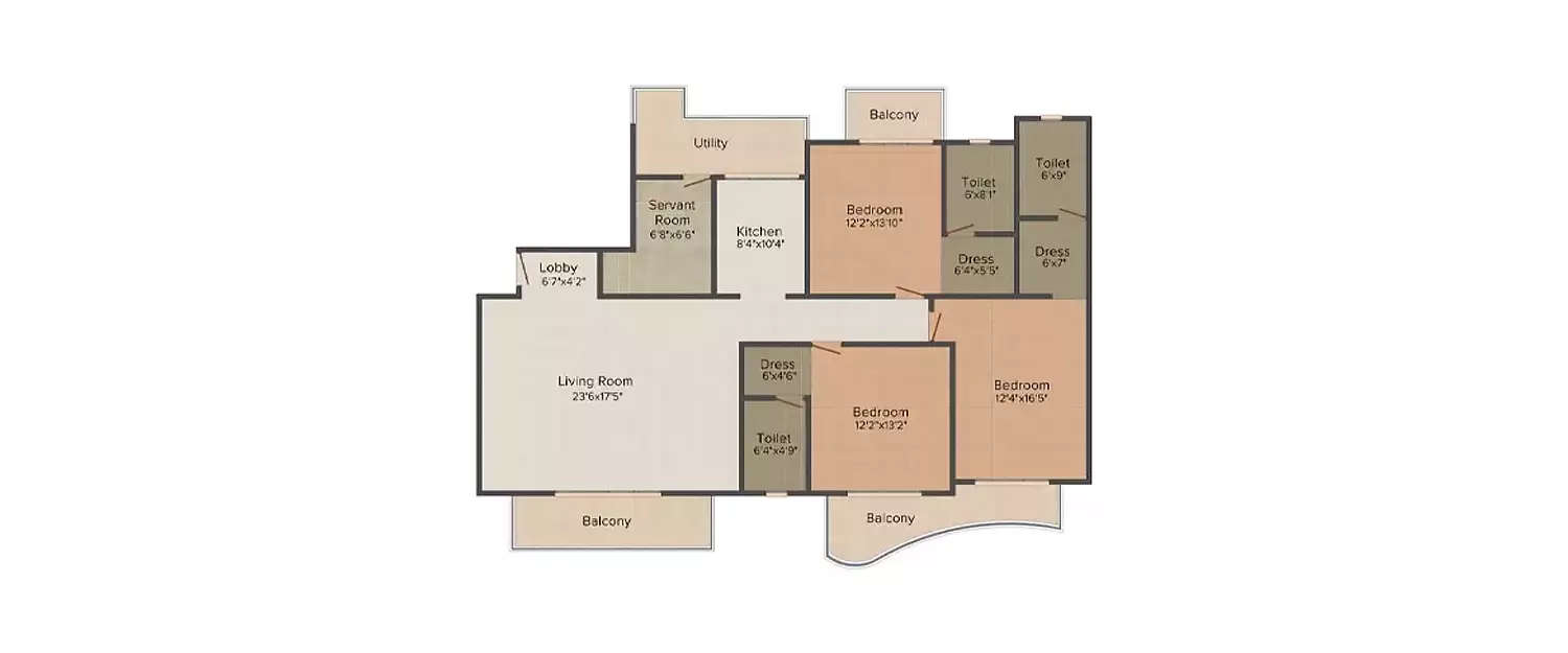 Floor plan for 3 BHK