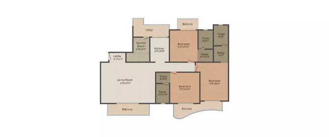 ATS Pristine Sector 150 - Floor plan 3 BHK 2300 Sq.ft