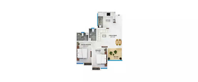 Excellaa Florence Pirangut - Floor plan 2 BHK 581 Sq.ft