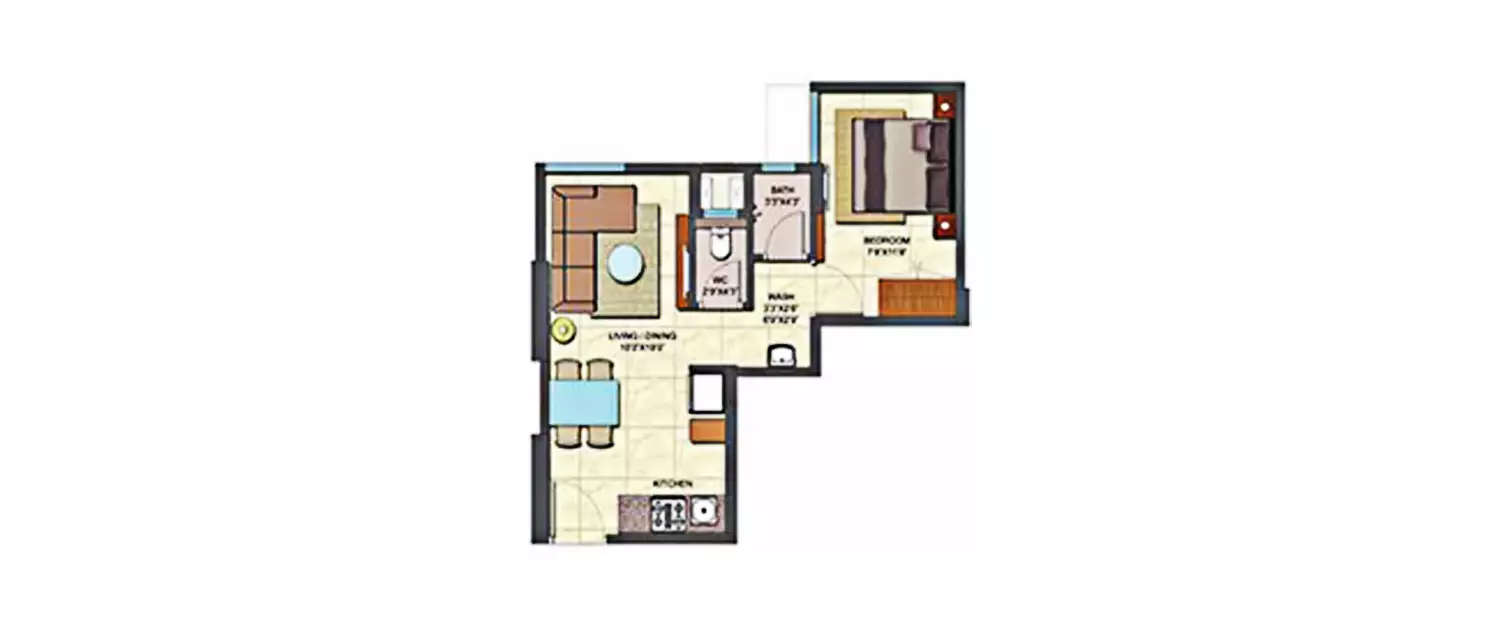 Floor plan for 1 BHK