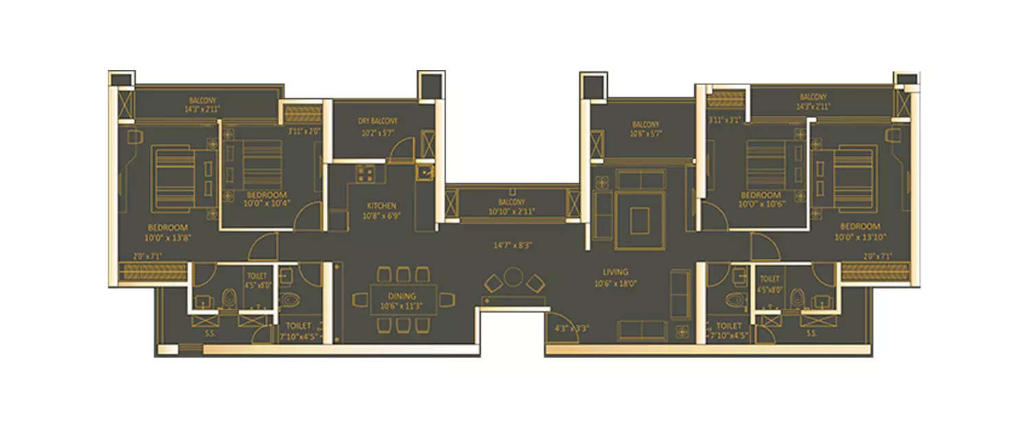 Floor plan for 4 BHK