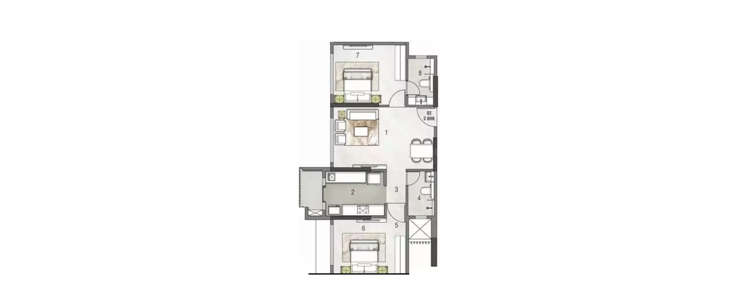 Floor plan for 2 BHK