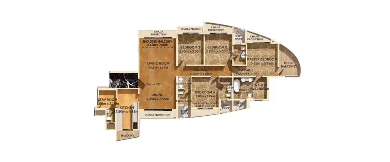 Floor plan for 4 BHK