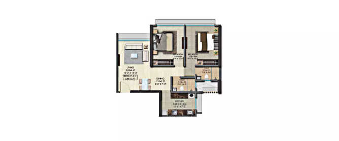 Srishti Pride Bhandup - Floor plan 2 BHK 630 Sq.ft