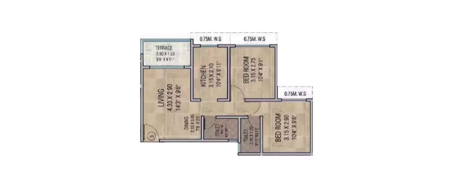2 BHK Apartment 424 Sq.ft
