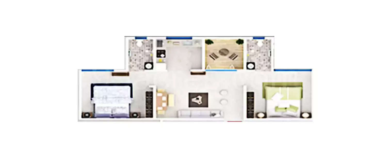 Floor plan for 2 BHK