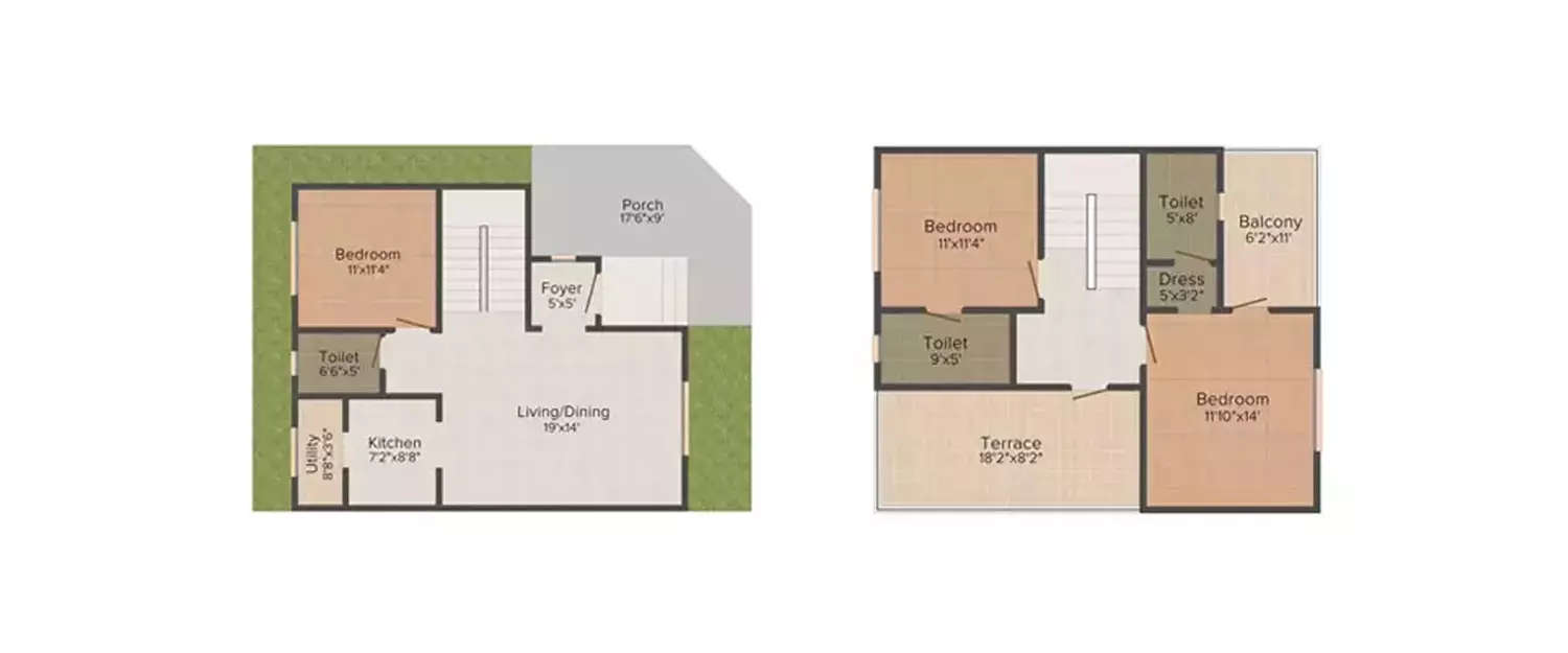 Floor plan for 3 BHK