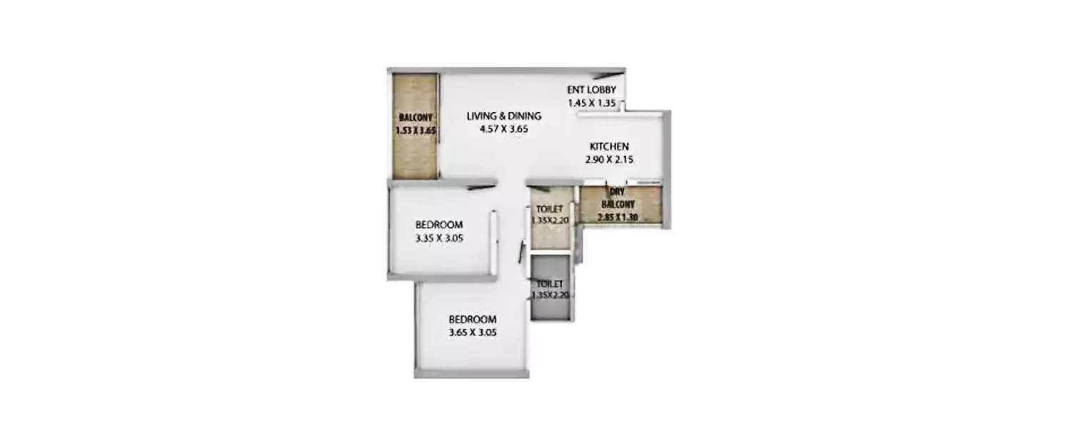 Floor plan for 2 BHK