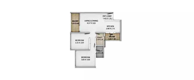 Paranjape Schemes Orion Hinjewadi - Floor plan 2 BHK 644 Sq.ft
