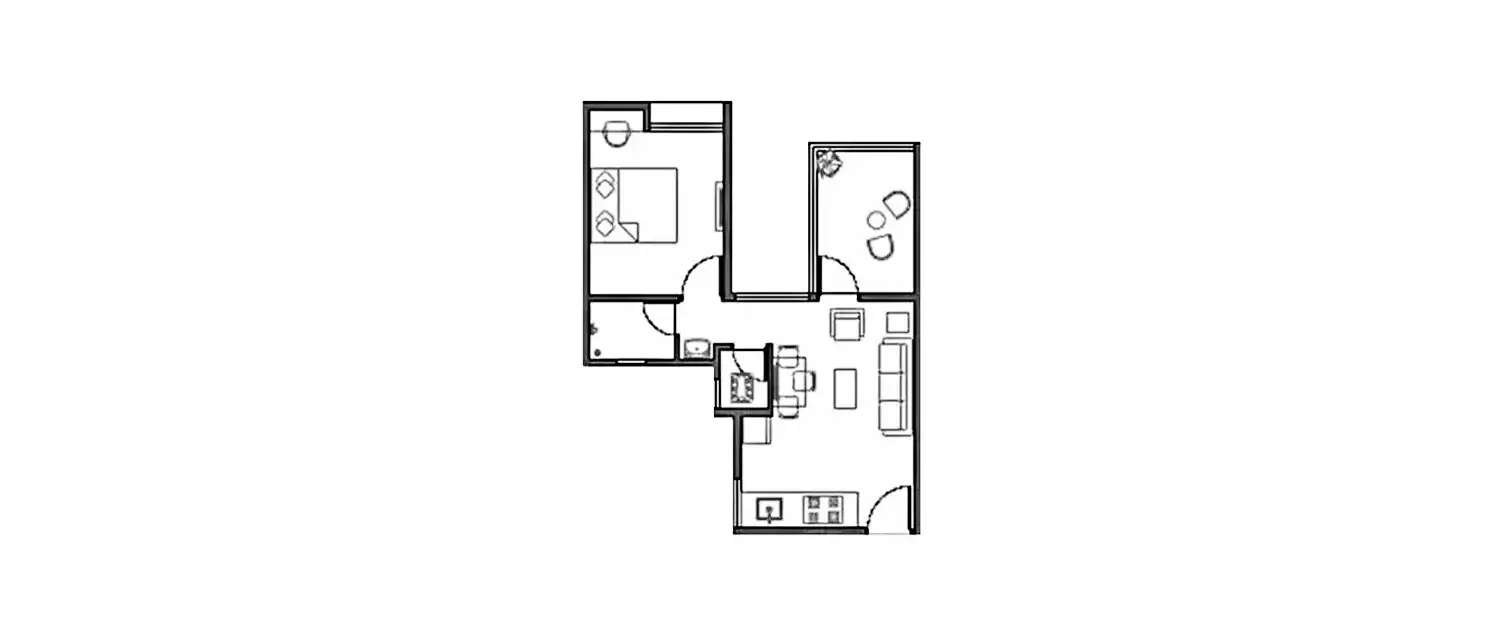 Floor plan for 1 BHK