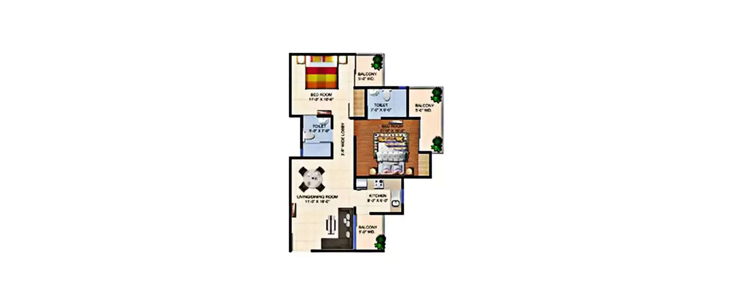Floor plan for 2 BHK