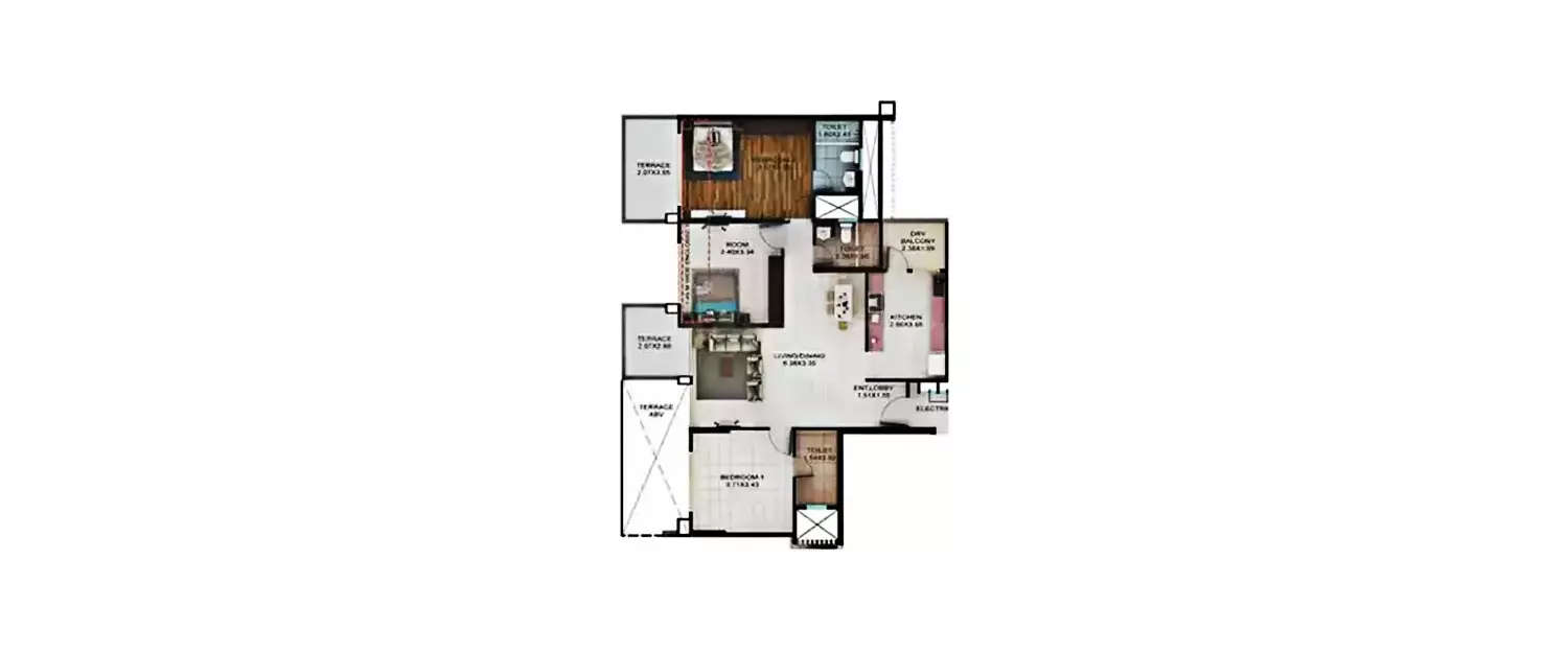 Floor plan for 3 BHK