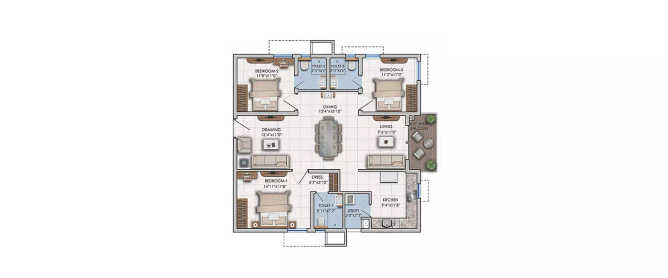 ASBL Lakeside Khajaguda - Floor plan 3 BHK 1836 Sq.ft