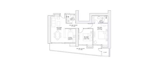 Supertech Supernova Sector 94 - Floor plan 2 BHK 752 Sq.ft