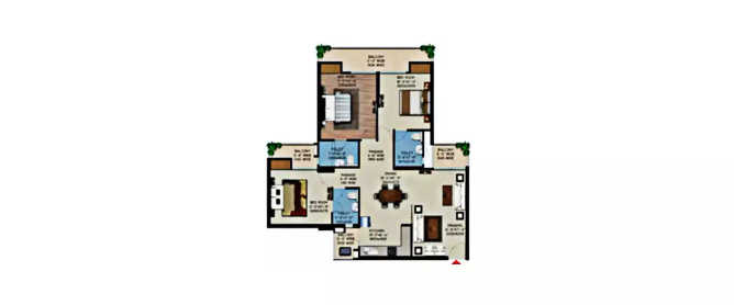 Supertech Capeluxe Sector 74 - Floor plan 3 BHK 1595 Sq.ft