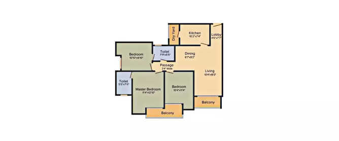 ATS The Hedges Sector 22D Greater Noida W - Floor plan 3 BHK 1350 Sq.ft