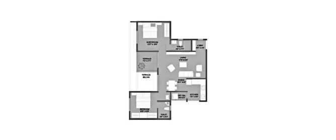Malpani Cereza Punawale - Floor plan 2 BHK 708 Sq.ft