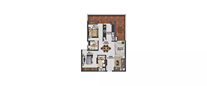 Casagrand Boulevard Yelahanka - Floor plan 2 BHK 700 Sq.ft