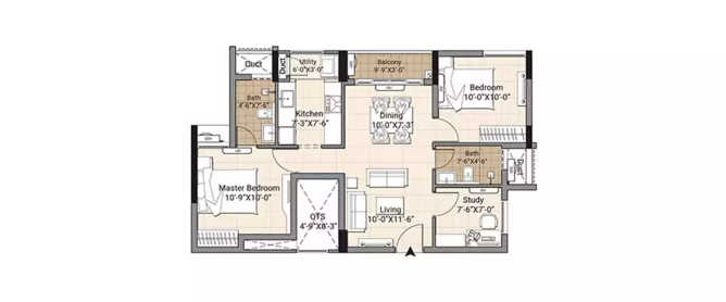 DRA Centralia Navalur - Floor plan 2.5 BHK 626 Sq.ft