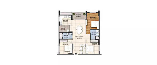 RWD Grandcorridor Vanagaram - Floor plan 3 BHK 1359 Sq.ft