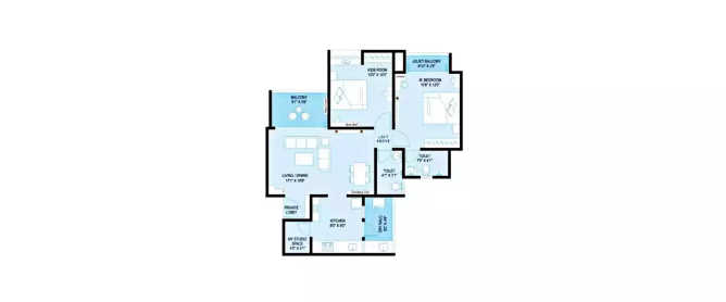 Krisala 41 Cosmo Tathawade - Floor plan 2 BHK 738 Sq.ft
