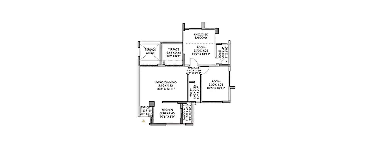 Floor plan for 2 BHK
