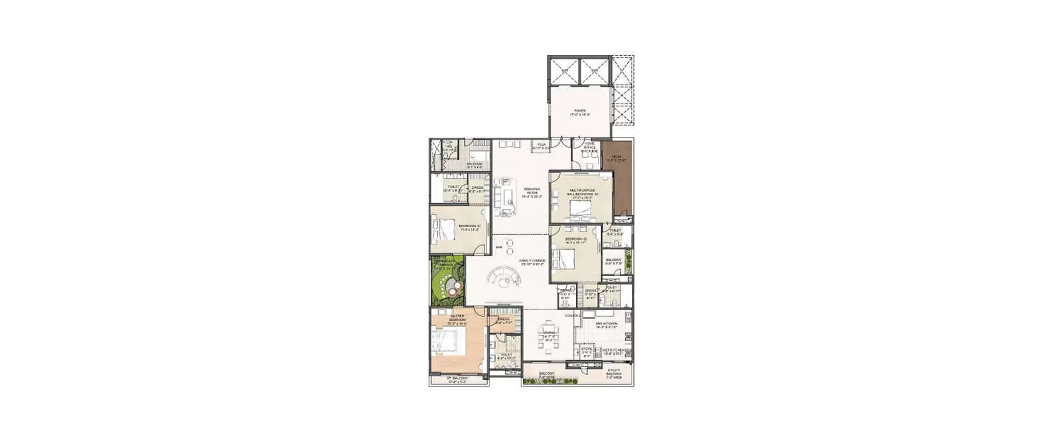 Floor plan for 4 BHK