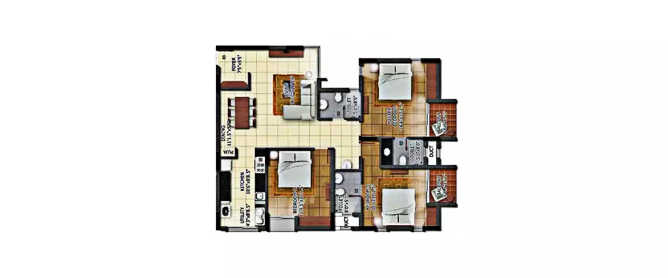 Radiance Mandarin Oggiyamduraipakkam - Floor plan 3 BHK 1257 Sq.ft