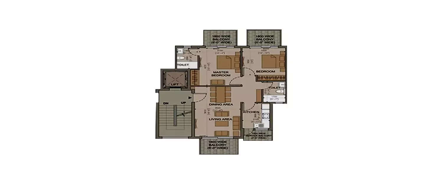 Floor plan for 2 BHK