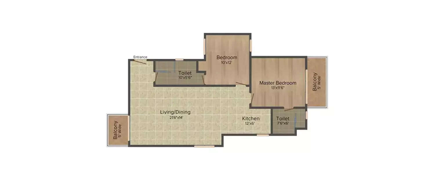 Floor plan for 2 BHK