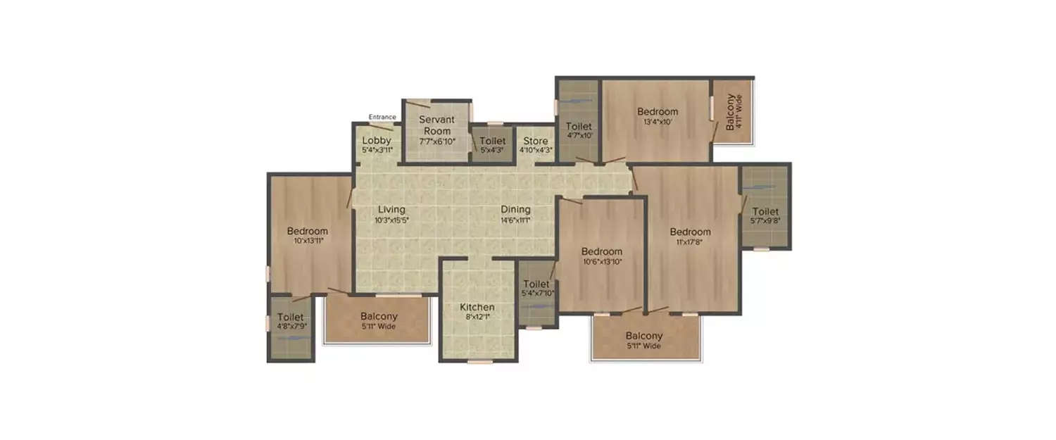 Floor plan for 4 BHK