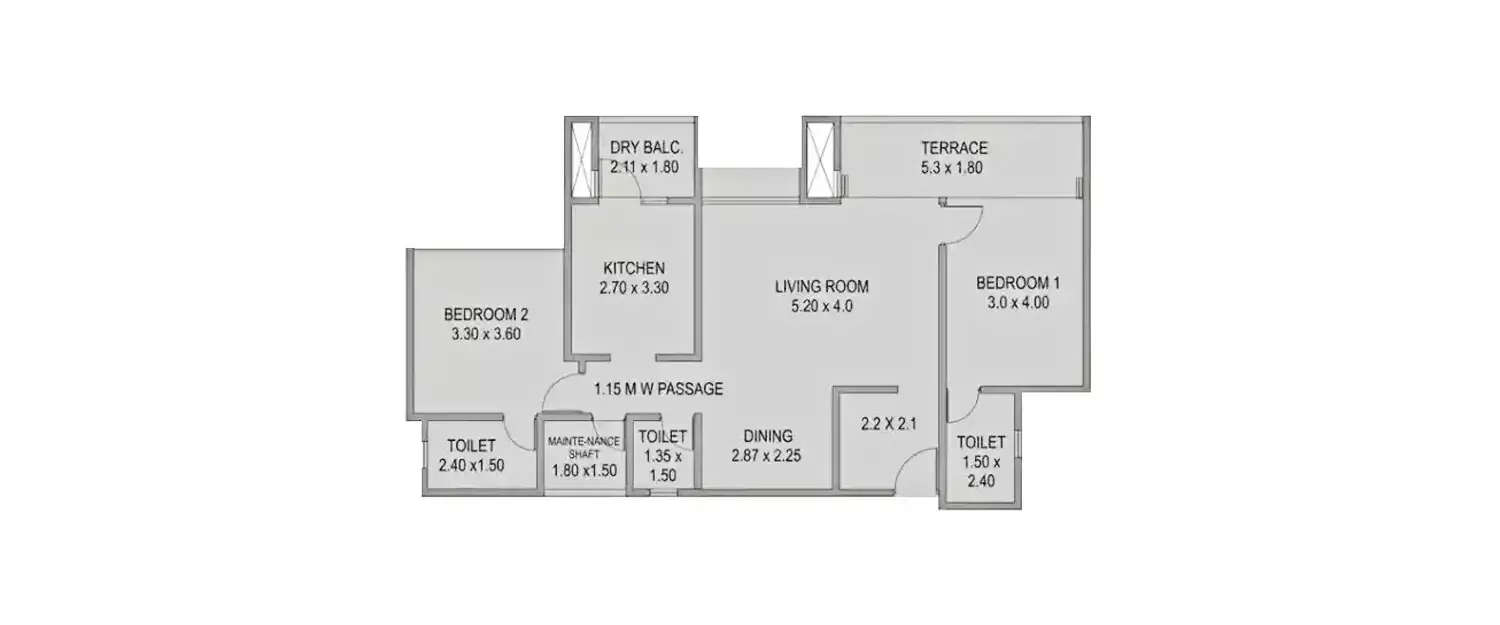 Floor plan for 2 BHK