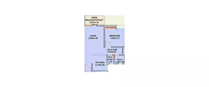 Kolte Patil Life Republic 16th Avenue Arezo Hinjewadi - Floor plan 1 BHK 414 Sq.ft