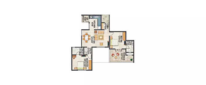 Paranjape Schemes Saptagiri Baner - Floor plan 2 BHK 1487 Sq.ft
