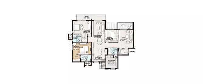 Vajram Tiara Yelahanka - Floor plan 3 BHK 1741 Sq.ft