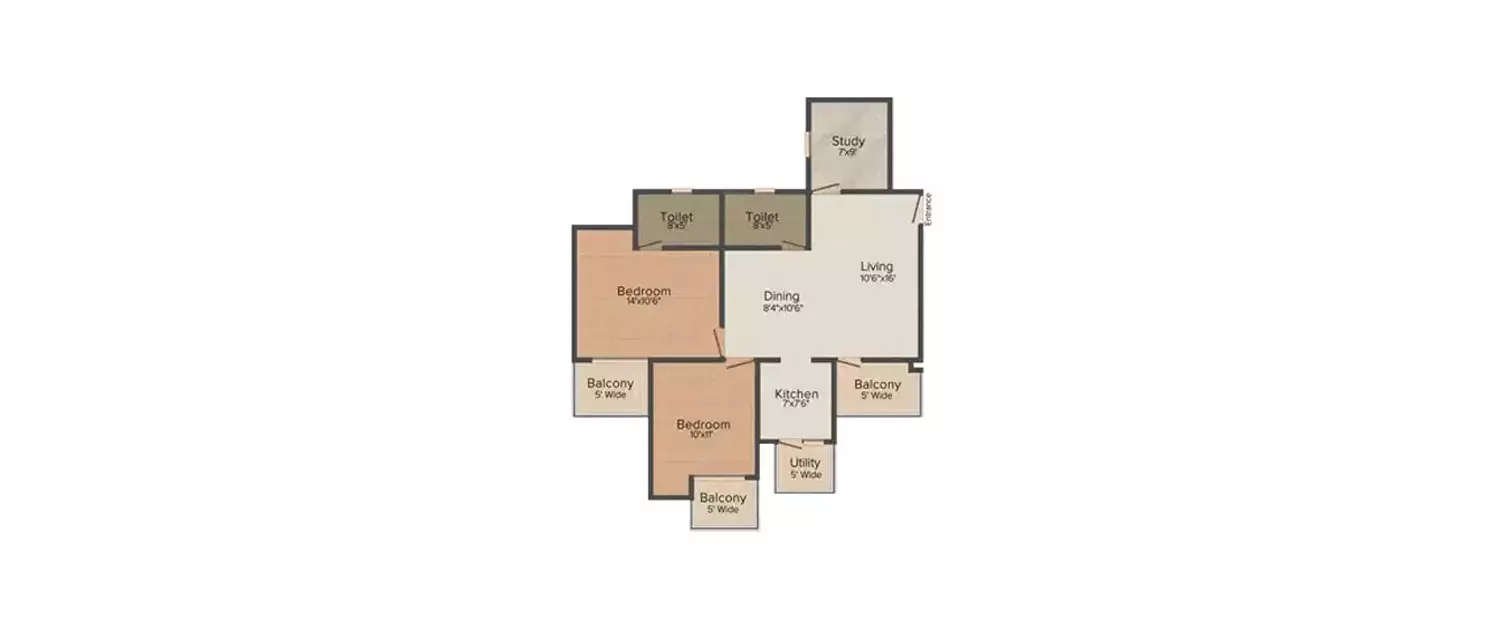 Floor plan for 2.5 BHK