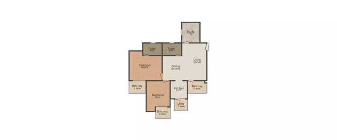 Amrapali Leisure Park Techzone IV Greater Noida W - Floor plan 2.5 BHK 1225 Sq.ft
