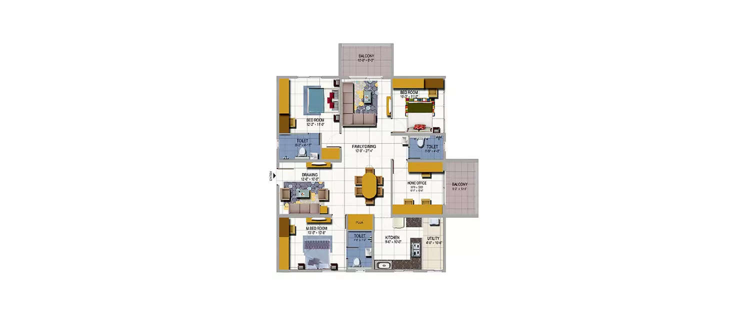 Floor plan for 4 BHK