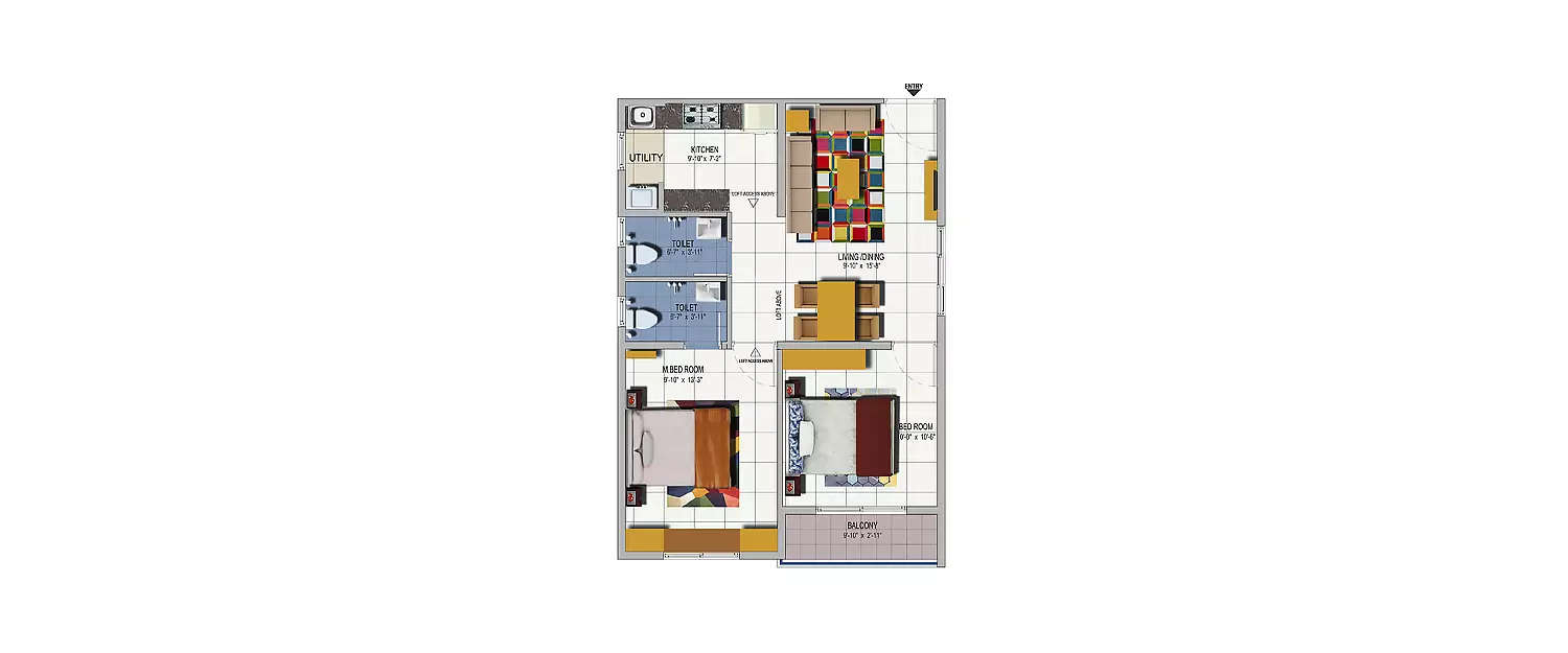 Floor plan for 2 BHK