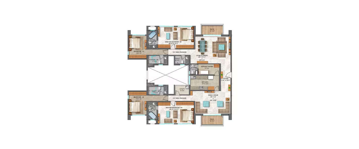 Floor plan for 4 BHK