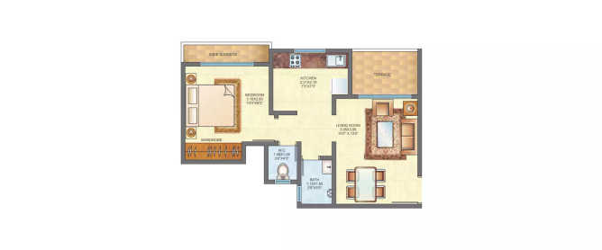 Raunak City Sector 4 Kalyan - Floor plan 1 BHK 471 Sq.ft