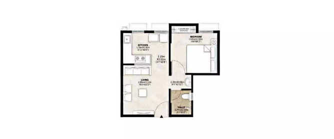 Mahindra Happinest Palghar 2 Palghar - Floor plan 1 BHK 290 Sq.ft